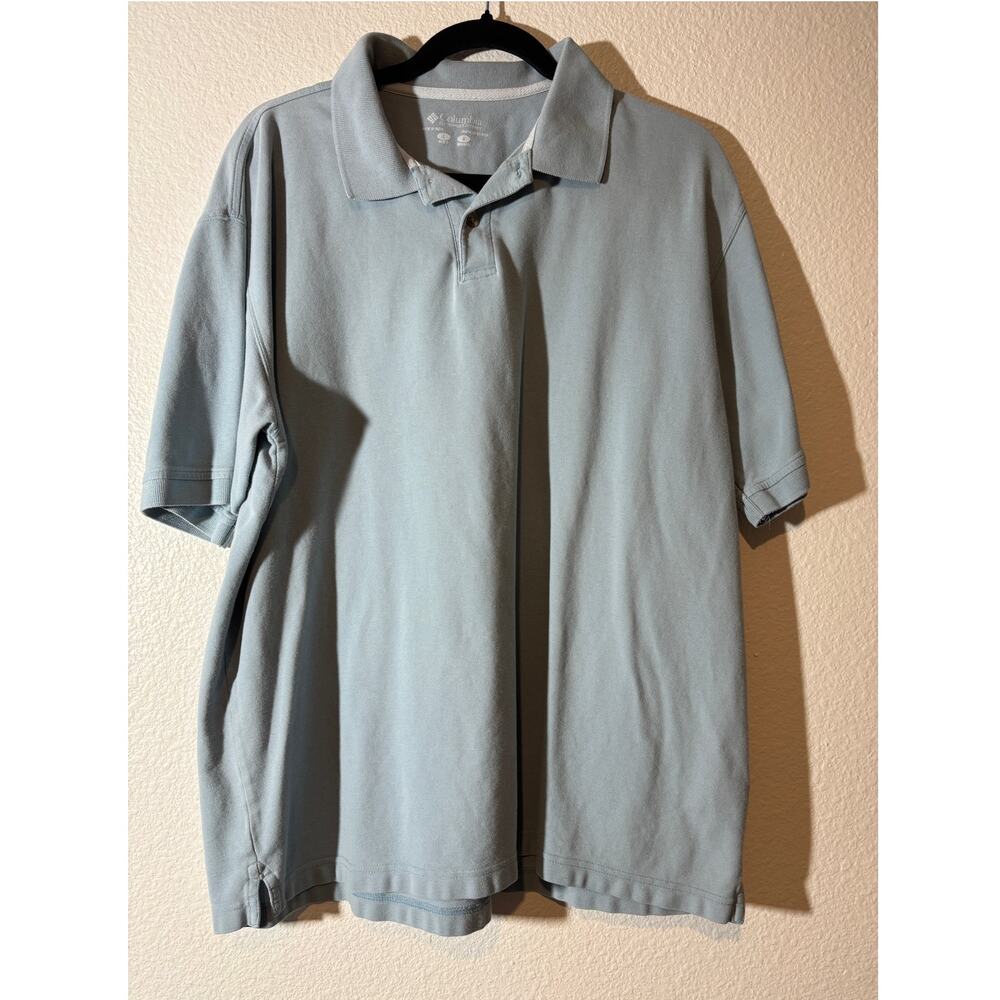 Columbia Sportswear Men's Size L Short Sleeve Light Blue Cotton Polo Shirt